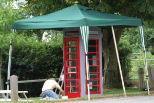 The telephone box gets a new coat of paint